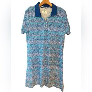 Lee Rider Sz L Blue Green Patterned Collared Everyday Casual T-Shirt Dress